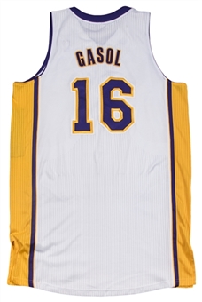 2012-13 Pau Gasol Game Used Los Angeles Lakers Sunday White Jersey (DC Sports)